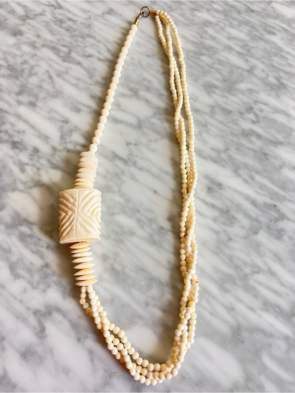 Bone Carved Bead Multi-Strand Necklace - Women Jewelry